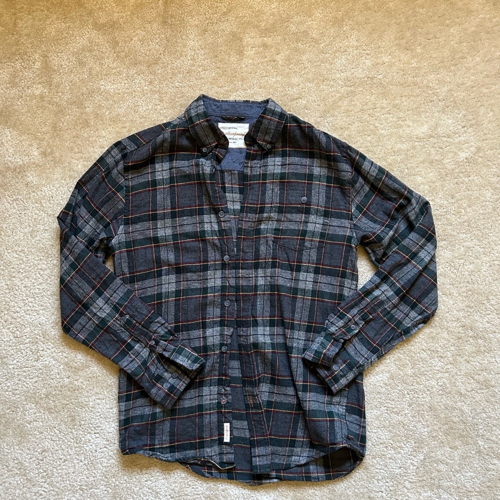 Plaid Men's Shirt - Black and Gray